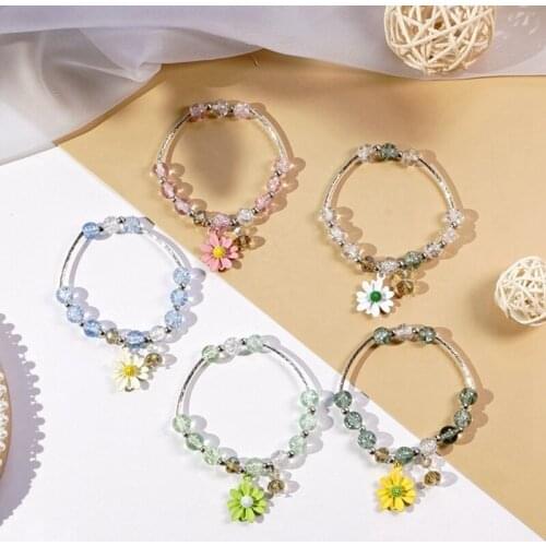 2020 Summer Small Flower Bracelets For Women Girls Korean Fashion Crystal Beads Bracelet Sister Jewelry Accessories Gifts