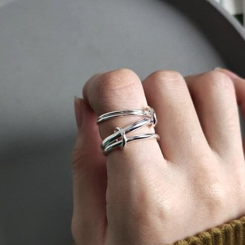 925 Sterling Silver Jewelry Multiple Lines Circle Rings Creative Texture Elegant Fashionable Rings For Women 2019 Summer Jewelry
