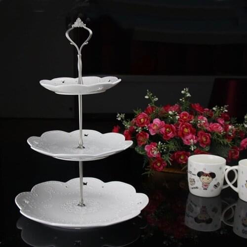 1 Set 3 Tier Three Layers Cake Plate Stand Holder Crown Shape Metal Rod Fitting Hardware Rod Plate Holder Kitchen Dining Cake