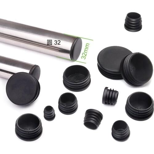 10Pcs/lot New Plastic Furniture Leg Plug Black Round Steel Pipe Tube Blanking End Caps Insert Plugs14-76mm decorative dust cover