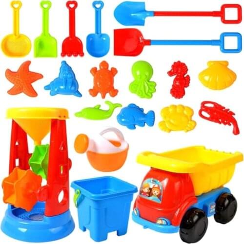 2021 Colorful Sandpit Toy Sandbox Toy Interactive Sand Playing Kit Beach Toy Pack Sand Toy with Bucket Dumper Starfish Shapes