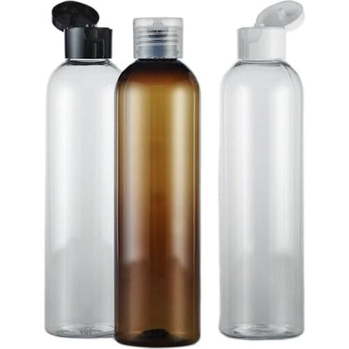 250ML X 25 Empty Plastic Refillable Cosmetic Bottles For Travel Packaging PET Flip Top Cap Bottle 250CC Shampoo Lotion Container