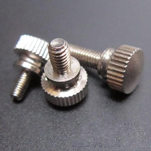 3pcs M2 brass nickel plated hand knurled screws steps high head knob bolts computer case screw handle bolt 5mm-8mm length