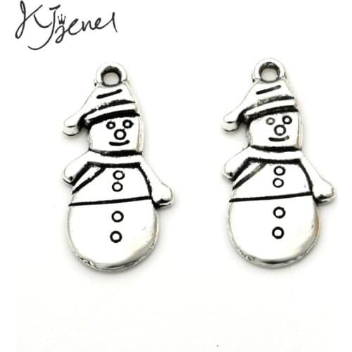5pcs Antique Silver Plated Christmas Snowman Charm Zinc Alloy Pendants fit Bracelet Jewelry Making Accessories 25x12mm