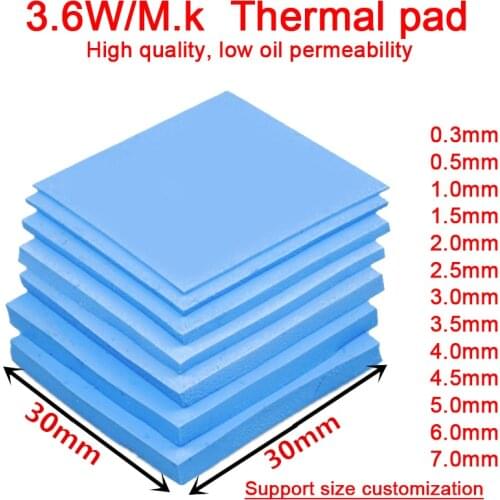 6pcs Thermal Pad 30x30mm Notebook Computer Router Memory Graphics Chip Cooling Non-Conductive Silicone 0.3MM 0.5MM 1.0MM