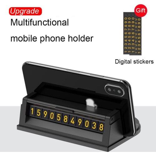 Car Phone Holder Stand Mount Temporary Parking Stop Card Auto Phone Slot Plate Glasses holder Non-slip Mat Luminous Update New