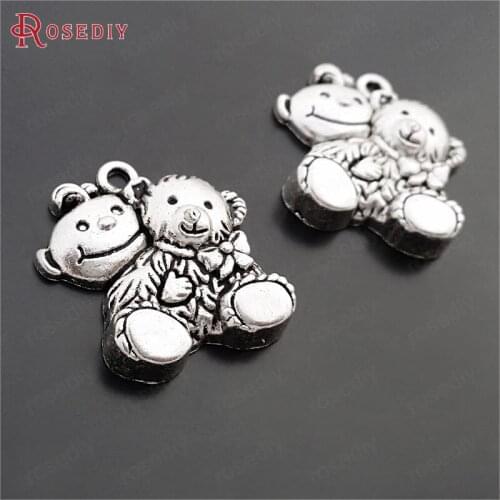 C122)20 pieces 26x25mm Antique Silver Zinc Alloy Boy and Bear Charms Pendants Diy Jewelry Findings Accessories Wholesale