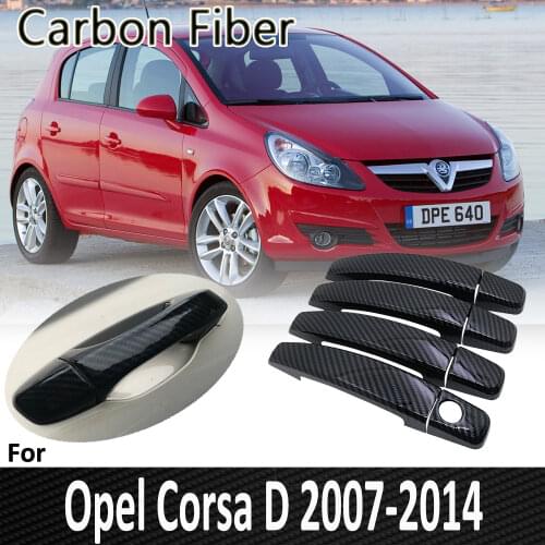 Black Carbon Fiber for Opel Corsa D 2007 2008 2009 2010 2011 2012 2013 2014 Vauxhall Door Handle Cover Sticker Car Accessories