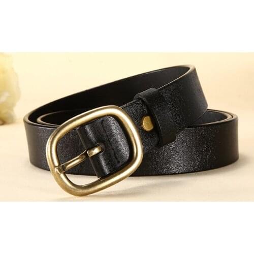 Winter Belts for Women Genuine Leather Second Layer Cowskin Woman Dress Decoration Waist Belt Vintage Pin Buckle Strap Jeans