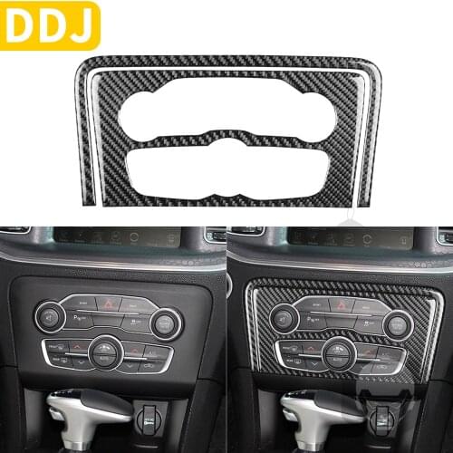For Dodge Charger LD 2015+ Carbon Fiber AC CD Control Panel Button Frame Cover Sticker Interior 3D Decal Overlay Car Accessories