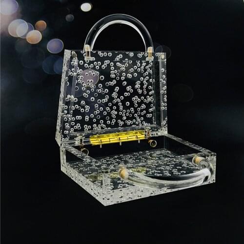 Womens Transparent Handbag Luxury Bubble Design Acrylic Clutch Bag Ladies Wedding Party Purse Evening Bag ZD1884