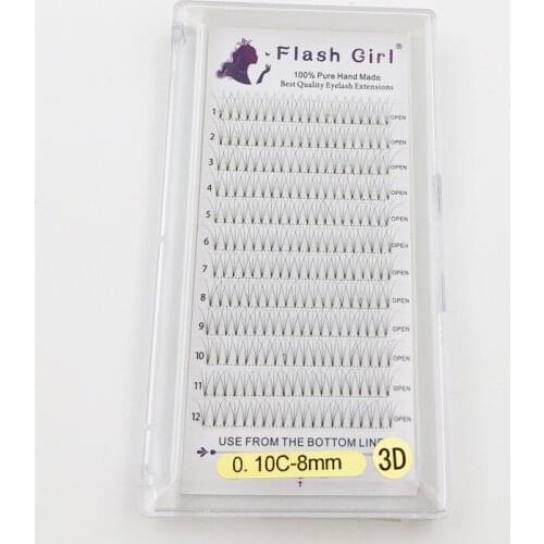 Flash Girl Wholesale 3D-0.10 C Premade Volume Fans Luxury Eyelash Extensions Makeup Natural False Mink Eyelash