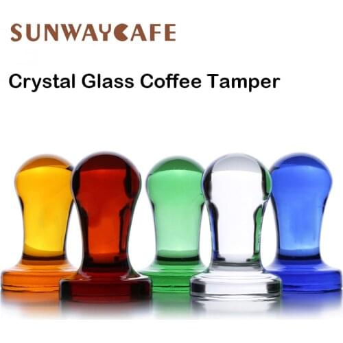 Crystal glass Espresso Tamper 58mm Flat Base 304Stainless Steel Coffee Powder Hammer Cafe For Barista Tools Accessories