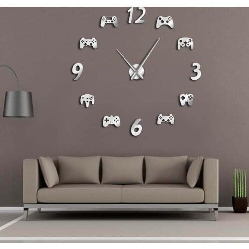 Video Game Controllers DIY Large E-Sport Wall Clock Game Room Decor Modern Design Freamless Giant Wall Clock Game Room Watch