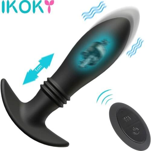 IKOKY Butt Plug Telescopic Dildo Vibrators 10 Modes Male Prostate Massager Sex Toys Anal Vibrator
