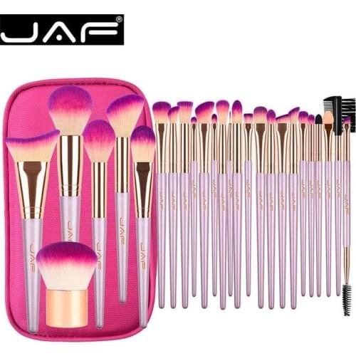 JAF 9pcs 26pcs Professional Gold Makeup Brush Set With Zipper Bag Travel Cosmetic Bag Powder Foundation Make Up Brushes 20#702