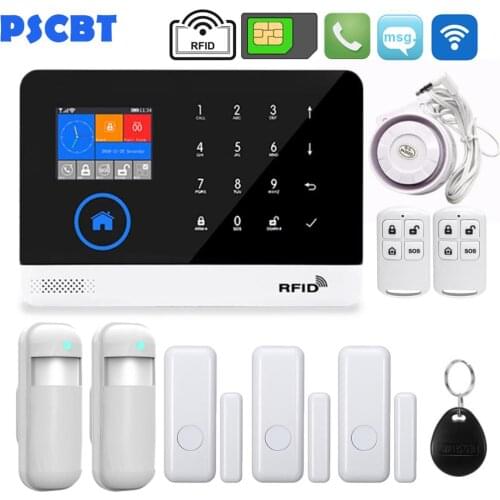 WIFI GSM Alarm Home Security Kit APP Control RFID LCD Voice Touch Keypad Alert System Burglar Alarm PIR Window Sensor