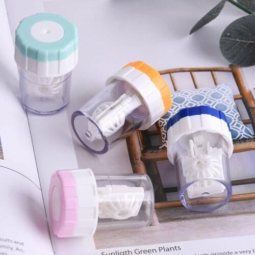 Contact Lens Cleaner Case Box Manual Rotation Type Plastic Container Storage Holder Contact Lenses Cleaning Tools