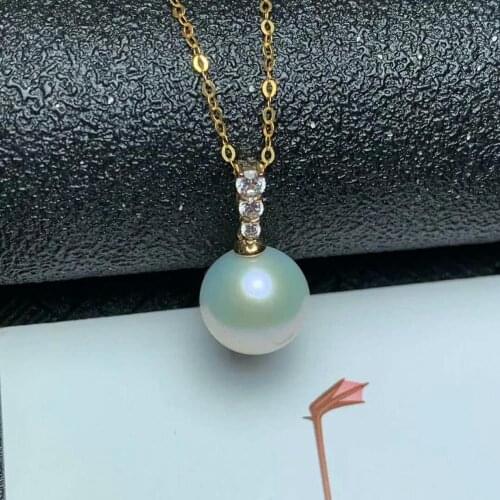 Shilovem 18k yellow gold Natural freshwater pearls pendants fine Jewelry women trendy no necklace Christmas gift mymz9.5-1099zz