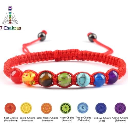 Hot 7 Chakra Reiki Healing Couples Handmade Braided Rope Adjustable Bracelet Women Men Yoga Pulsera Jewelry Gift Lover Wristband