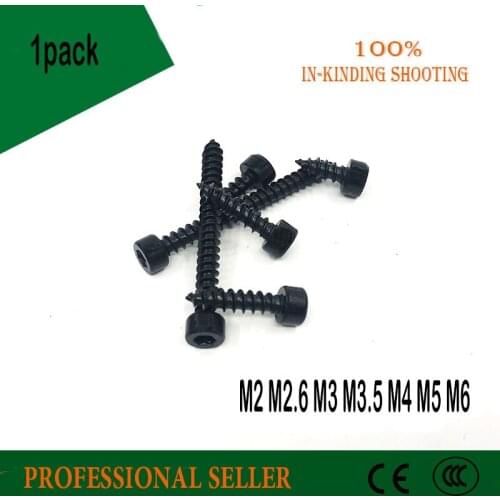 M2 M2.6 M3 M3.5 M4 M5 M6 Carbon Steel Black Hexagon Socket Cap Head self tapping screw Model Screw radio screws