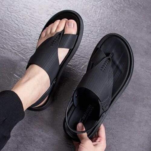 2021 Men Sandals Mens Soft Flip-flop Sandals Casual Mens Beach Shoes Outdoor Two-wear Slippers Sports Breathable Man Shoes