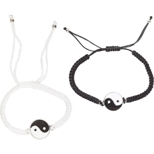 2Pcs Tai Chi Bff Friendship Best Friend Bracelets Lovers Yin Yang Bracelets Set AXYD
