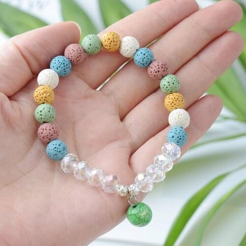 Natural 8 mmVolcanic stone bracelet Beads Bracelets Women Yoga Jewelry Heart Shape Charm Bracelets For Men Mala Pulsera Couples