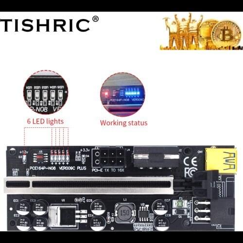 TISHRIC 6/10PCS VER009S Plus Riser Card 1X To 16X Extender PCI PCI-E 009S Plus Riser Graphics Extension Cable Miner Mining