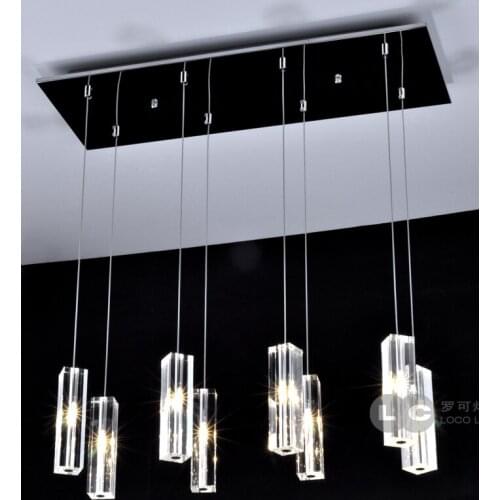 Modern Minimalist Rectang Crystal Pendant Light For Bar Dining Room 5 Head /8 Crystal Hanging Lighting Lamp Ing deco maison