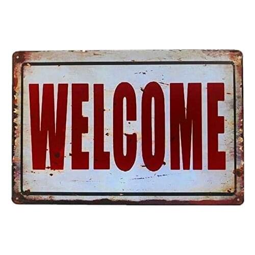 Old Welcome Metal Tin Sign Retro Vintage Sign for Home and Bar Wall Decor 20x30cm