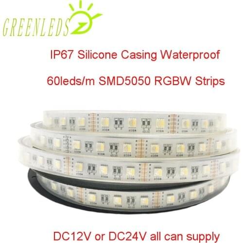 LED Strips IP67 Waterproof 60LEDs per Meter RGBW Color 14.4w/m DC12V/24V Flexible Strips With 3 Years Warranties