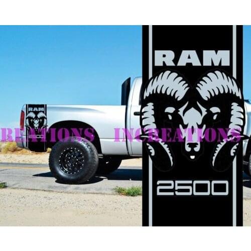 For Universal 1Set/2Pcs Dodge Ram 2500 Bed Stripes Truck Decals Mopar Stickers Set of 2 Racing