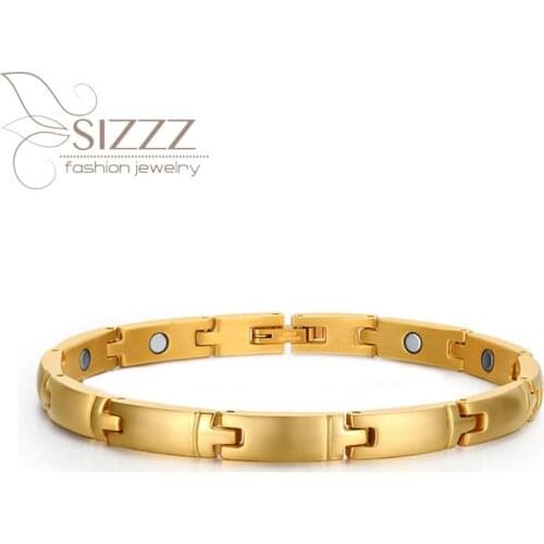 SIZZZ 2020 Stainless steel jewelry custom wholesale 19CM golden magnet factory direct sales bracelet&bangles for men