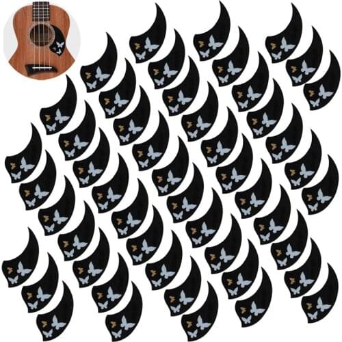 Ukulele Pickguard 26 Inch Tenor Hawaii Guitar Scratch Plate Adhesive Soft Self Stick Black Parts Pack of 50