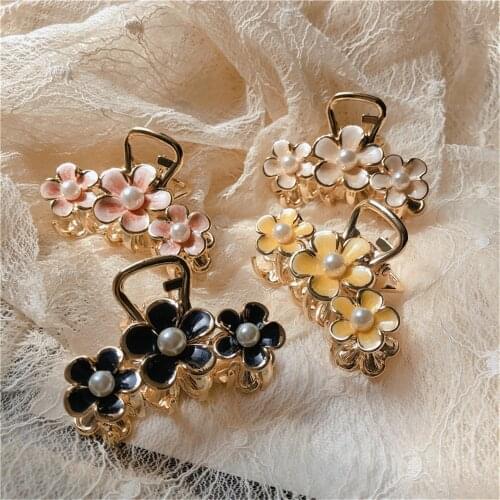 Adult Women Claws Hairpins Hair Clips Camellia Alloy Pearl Flower Fashion Korean Lady Girl Head wear Accessories