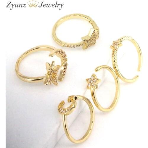 10PCS, Female Gold Moon and Star Rings For Women Girls Minimalist Geometric Anillos Mujer Fashion Party Gift
