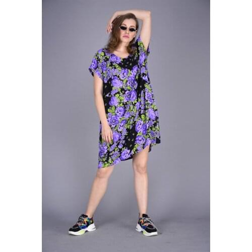 Rose Pattern Short Sleeve Dress For Women 2021 New Fashion Shimmering Holiday Wear With Plus Size Options