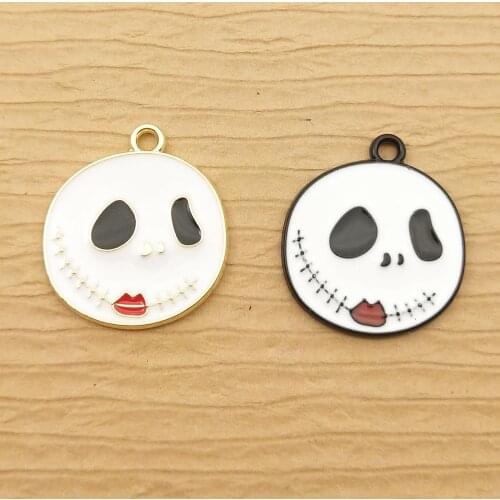 10pcs 20x22mm enamel halloween skull charm for jewelry making crafting earring pendant bracelet charm necklace charm diy finding
