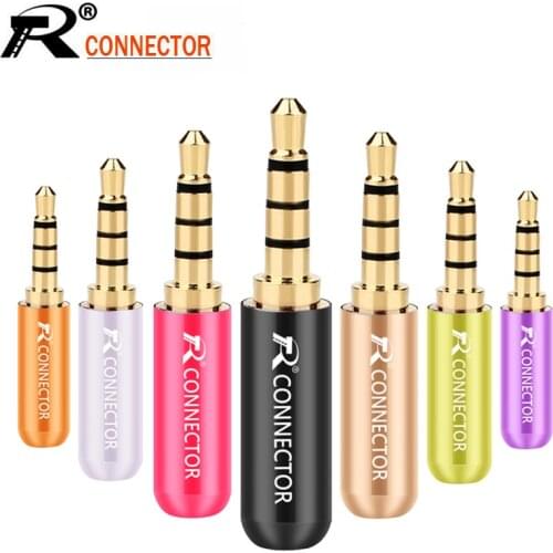 10pcs/lot Mini Jack 3.5mm 4 Poles Male Plug Aluminum Shell Stereo 4Pin 3.5 Jack Wire Connector Heaphone Earphone Plug