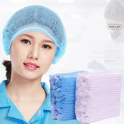100pcs Microblading Disposable Blue Medical Hair Net Cap Non-Woven Bouffant Stretch Dust Cap For Hospital Hotel Salon Supplies