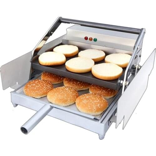 220V Bake Burger Machine Commercial Hamburger Baking Machine Double Layer Batch Bun Toaster 750W Y