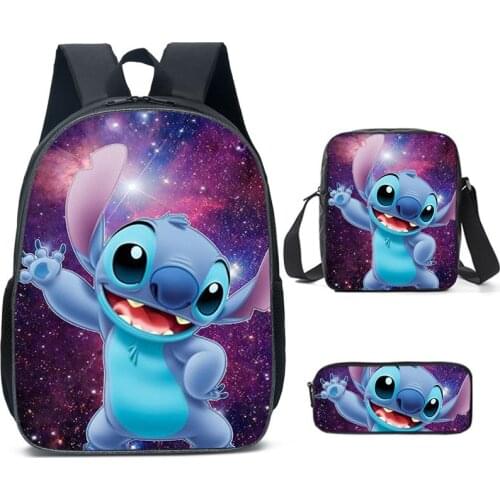 3Pcs/Set Backpack 3D Stitch Pattern School Bag For Girls Boys Teenager Girls Backpacks Children Students Travel School Backpack