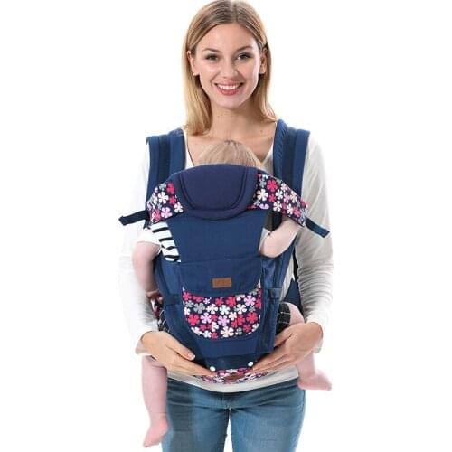 Kids Shoulders Carry Baby Kangaroo Suspender Sling Wrap 2-36 Months Baby Carrier Hip Seat 3 In 1 Floral Cotton Infant Backpack
