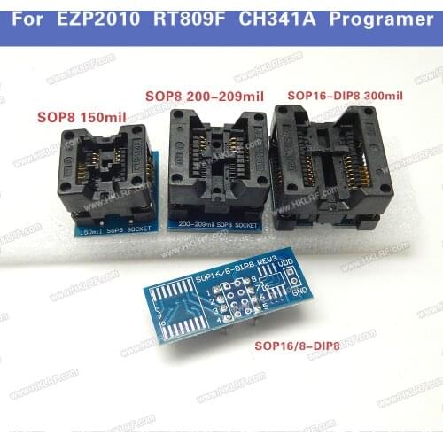 4PCS SOP16 to DIP8 Adapter Wide 300mil SOP8 Socket IC Programmer Adapter Suitable for EZP2010 EZP2013 RT809F CH341A Programmer