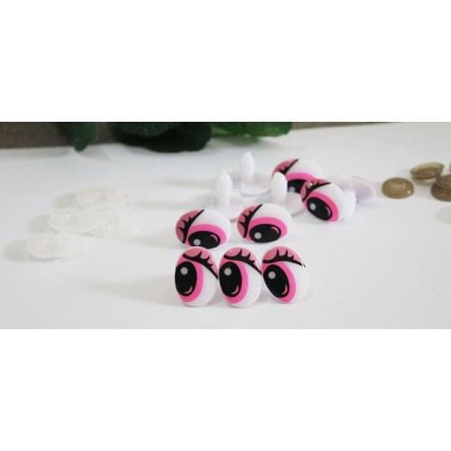 40pcs/lot 15x20mm new design clean print pink color cartoon toy safety eyes+ back washer for plush doll findings