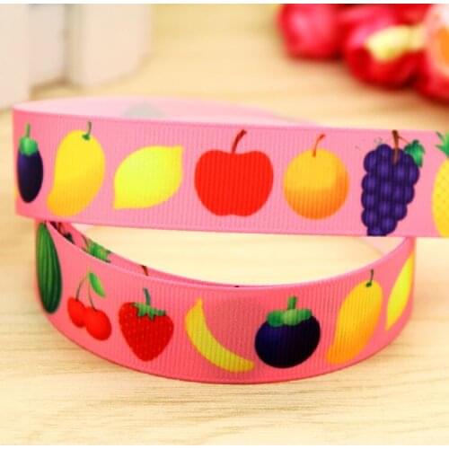 7/8'' Free shipping fruits printed grosgrain ribbon hair bow headwear party decoration wholesale OEM 22mm H5441