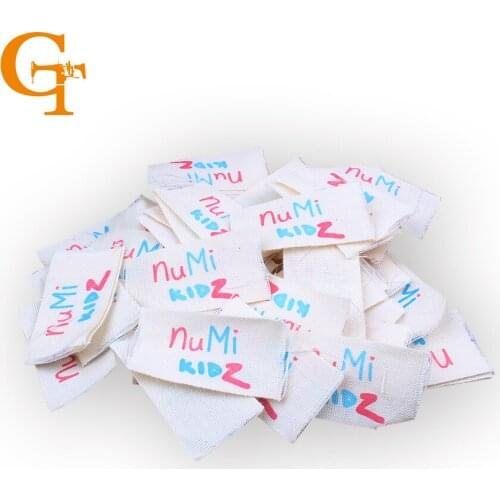 Free shipping garment custom printed cotton label sewing screen Printed cotton label sewing handmade brand name and logo