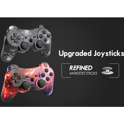 PS3 Controller 2 Pack Wireless Dual Shock Gamepad for Sony Playstation 3 with Charging Cord