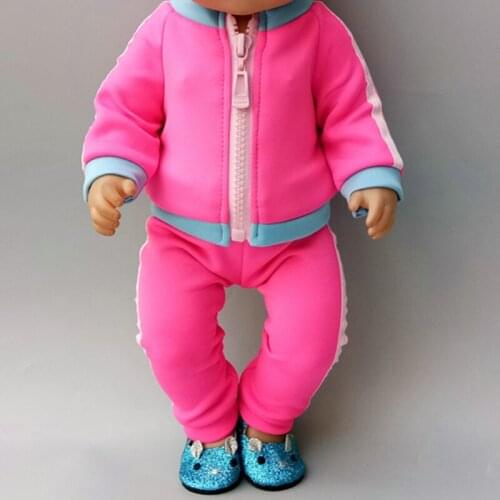 Baby new born Doll Clothes pink sport coat 18 Inch Doll clothes fashion suit baby girl Gift doll wearing